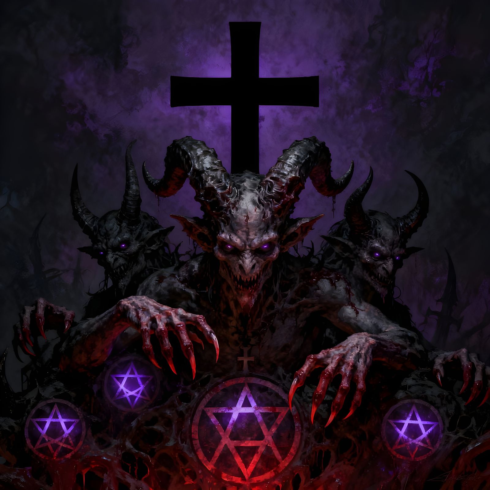 Ominous Black Metal Art of Demons and Satanic Symbols