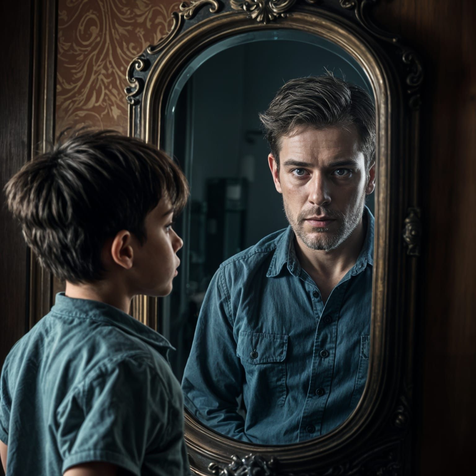 A Boy Sees His Future Self in the Mirror