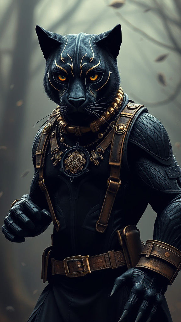 Steampunk Camouflage Black Panther Digital Art