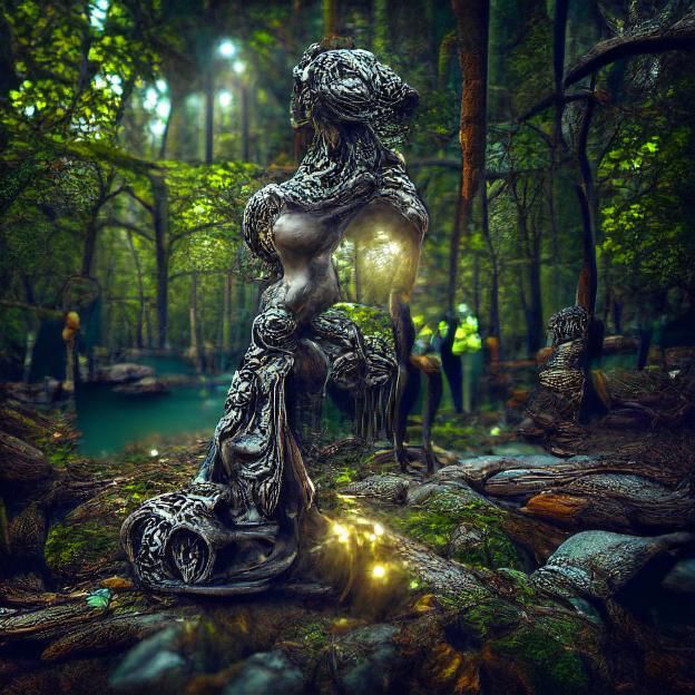Forest Sculpture in Matte Painting Style
