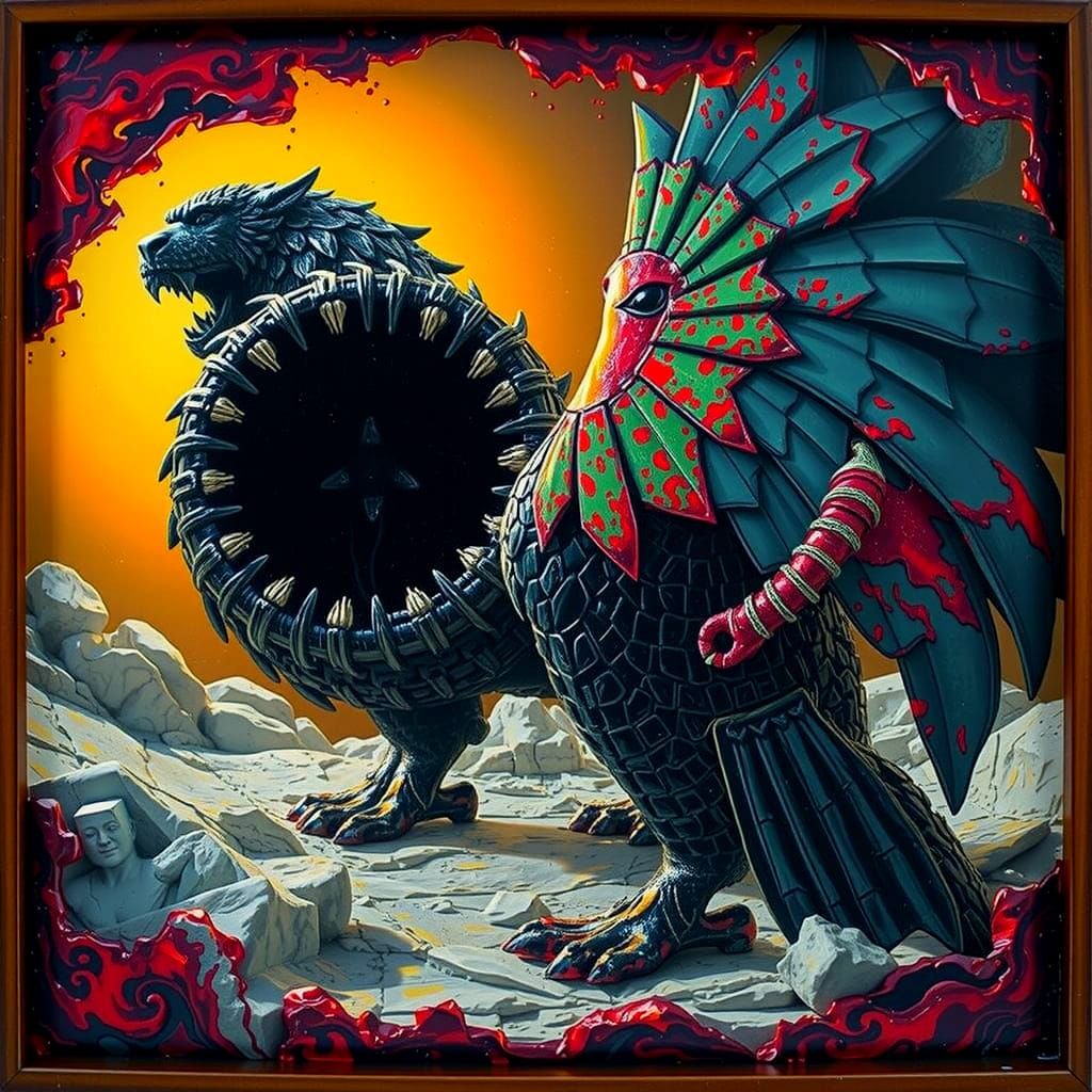 Hyperrealistic Sculpture With Vivid Colors and Dynamic Light...