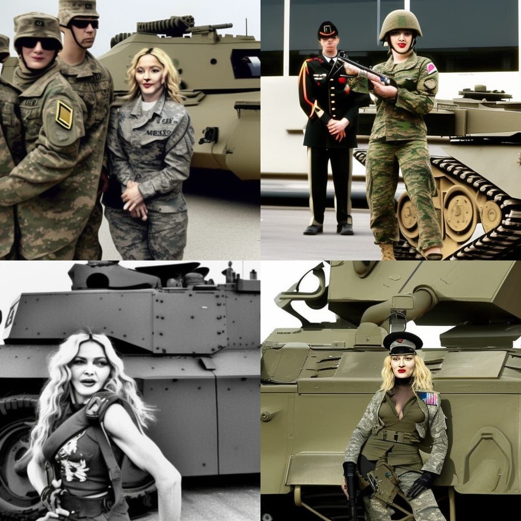 Woman in Army Uniform Next to Tank