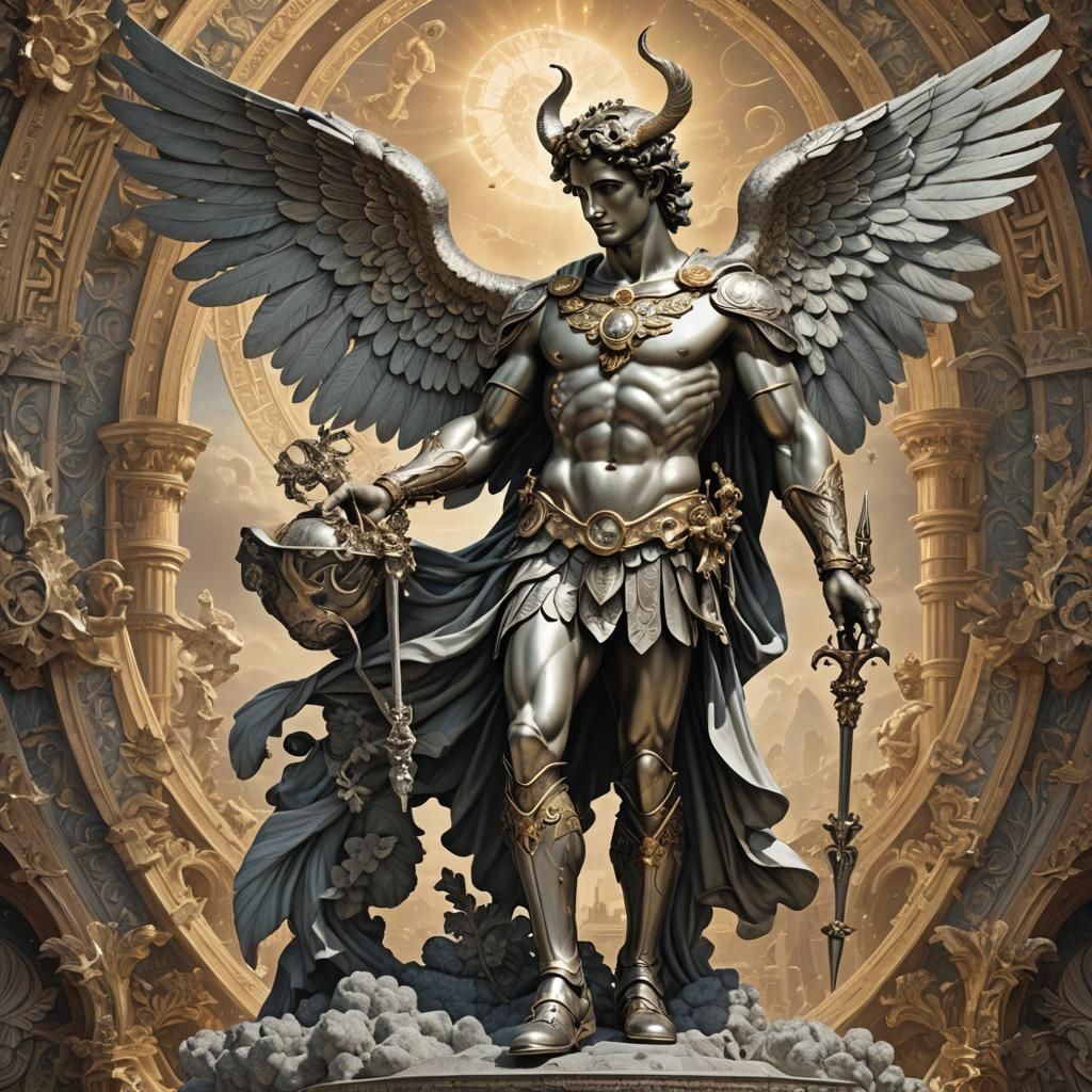 Mercury, Roman God of Trade, in Matte Painting Style