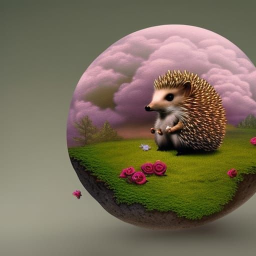 Hypersurreal Hedgehog in Moonscape by Louis Royo