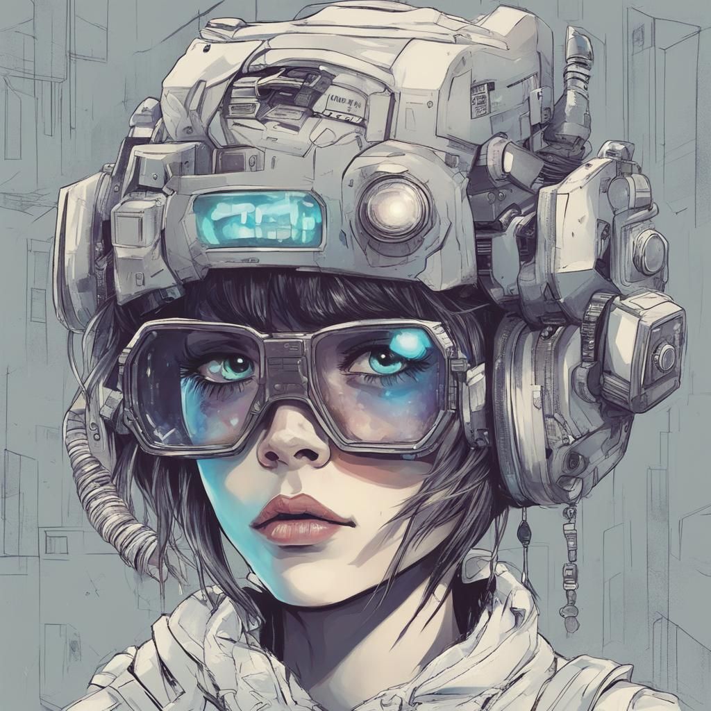 Dystopian Girl Portrait in Futuristic Style