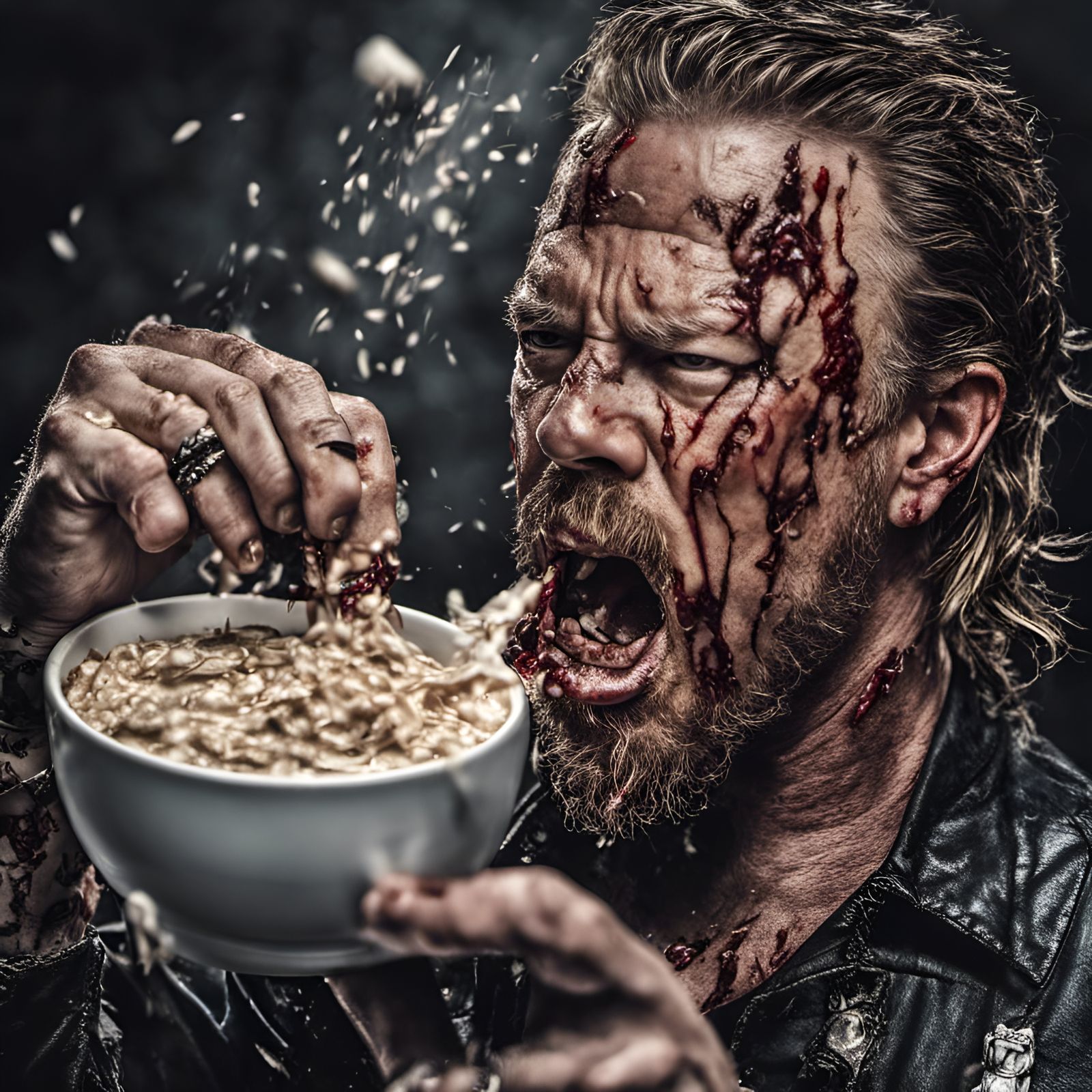 James Hetfield eating Oatmeal