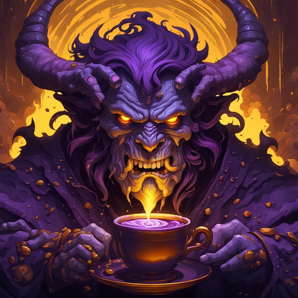 Caffeine Demon in Dark Fantasy Style
