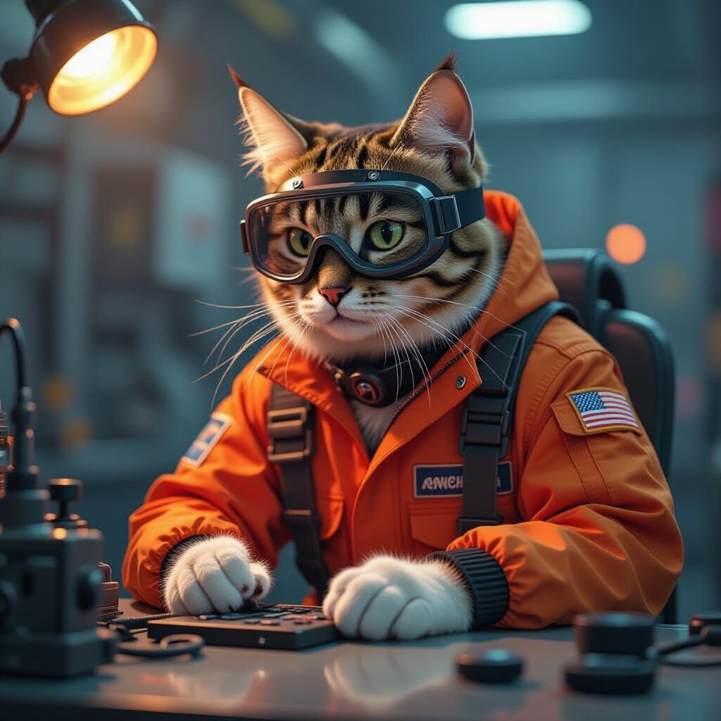 Cat Assembling Equipment in Futuristic Industrial Style