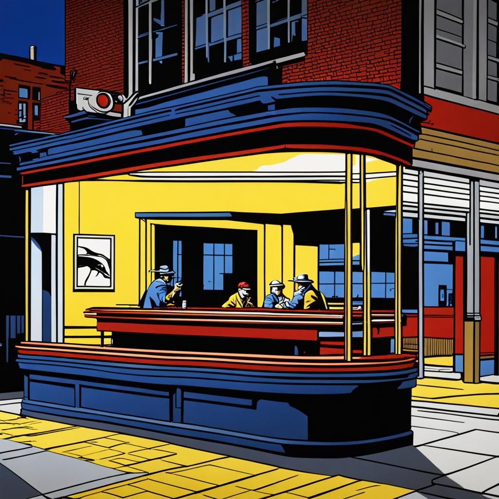 Nighthawks in Pop Art Style