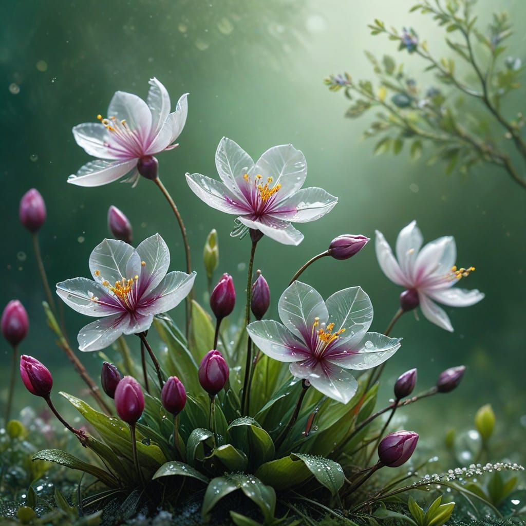 Ethereal Cherry Crystal Crocuses in Neon Bloom