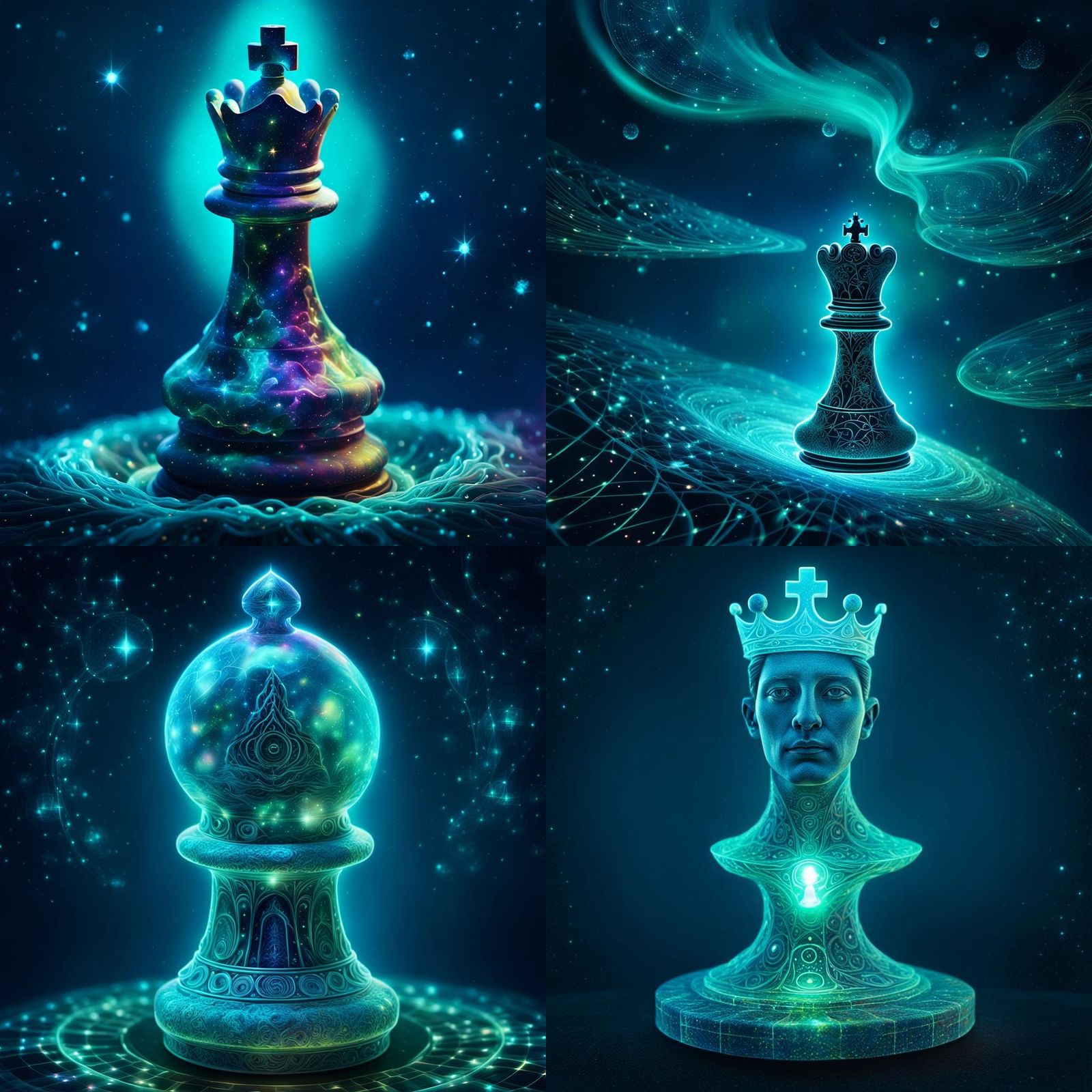 Holographic Cosmic Chess Piece by Pablo Amaringo