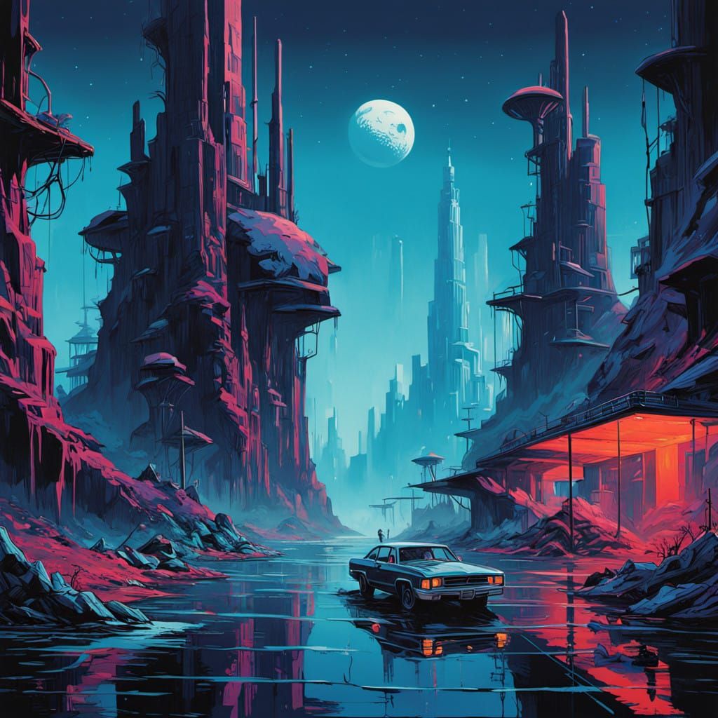 Ethereal, Labyrinthine Dreamscape in Iridescent Alien Terrai...