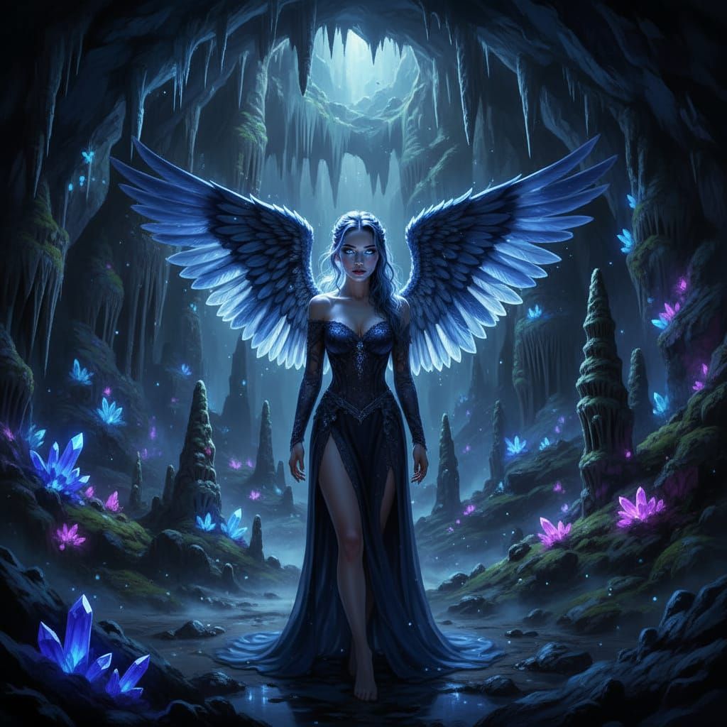 Fallen Angel Lashiel in Shadowy Celestial Beauty