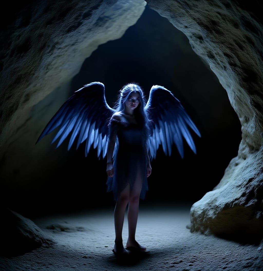 Surreal Fallen Angel Embodies Celestial Beauty and Dark Allu...