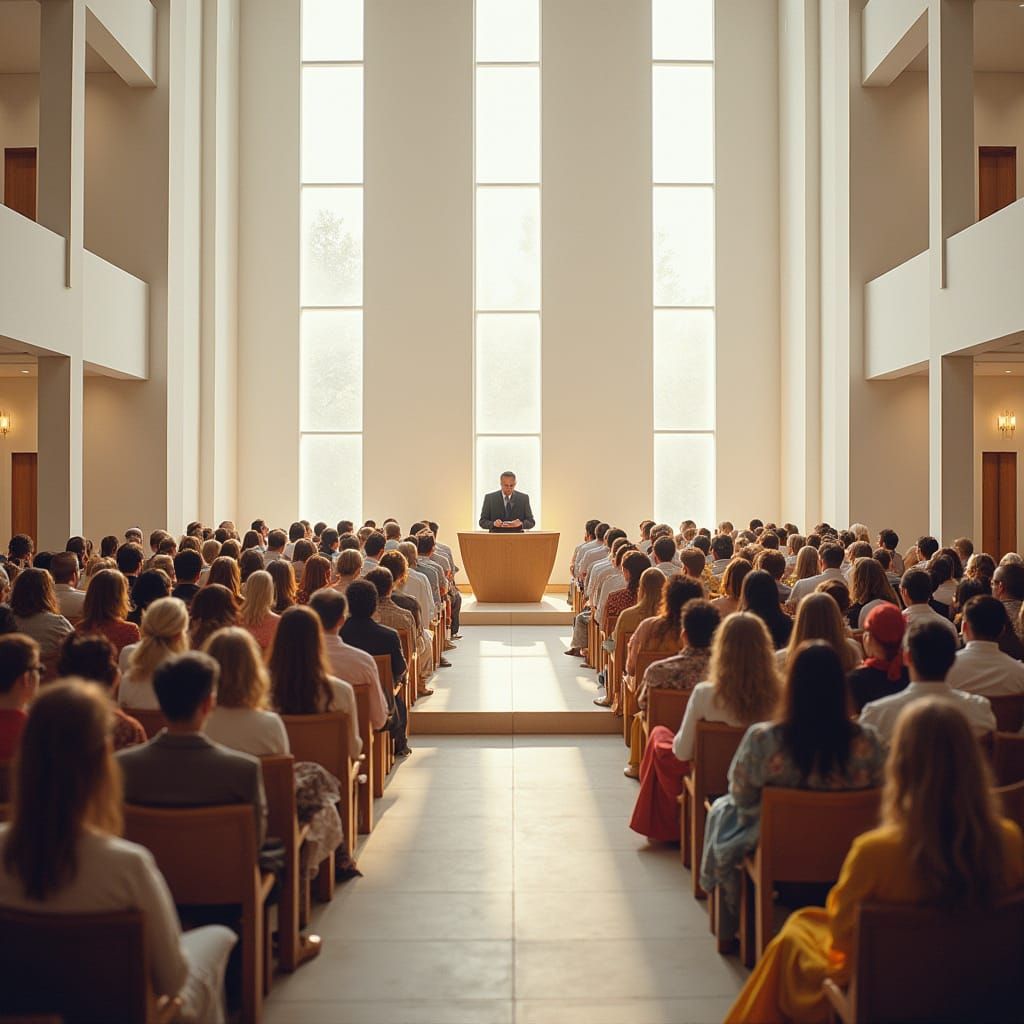 Festive Synagogue Scene in Rothko-Inspired Style
