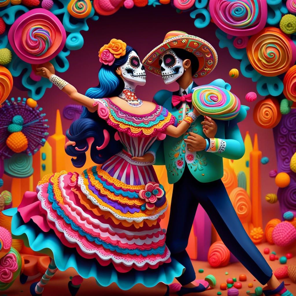 Día de los Muertos Fiesta in Candy Art Style