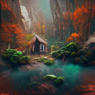 Fantasy Cottage in Forest Concept Art