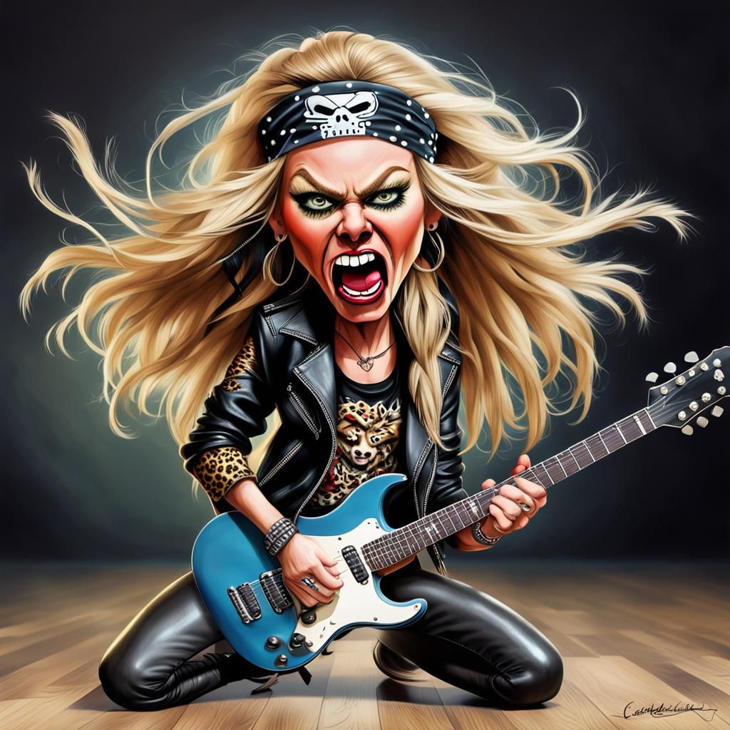 female rockstar caricature