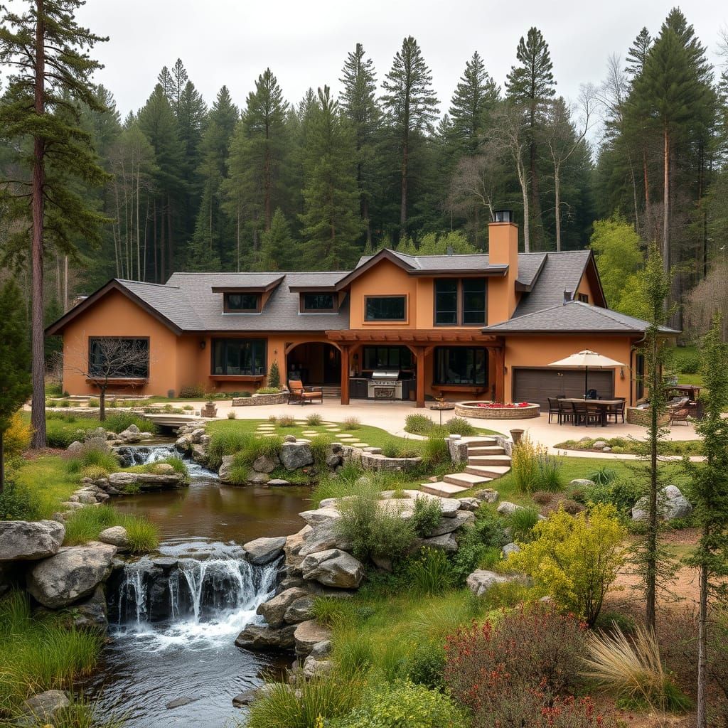 Elegant Modern Homestead Amidst Serene Woodland Paradise