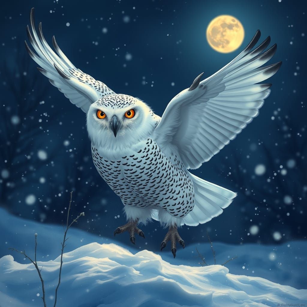 Majestic Snow Owl in Winter Wonderland
