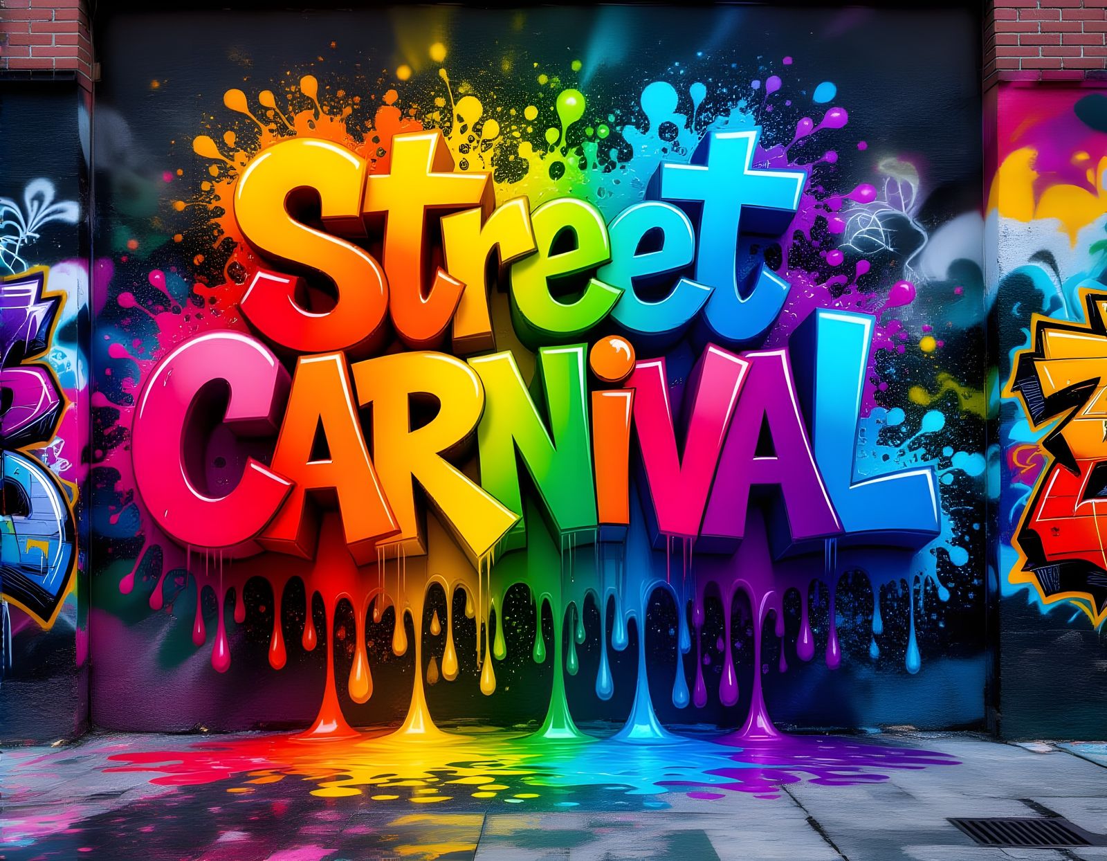 Colorful Street Carnival in Splash Art Style