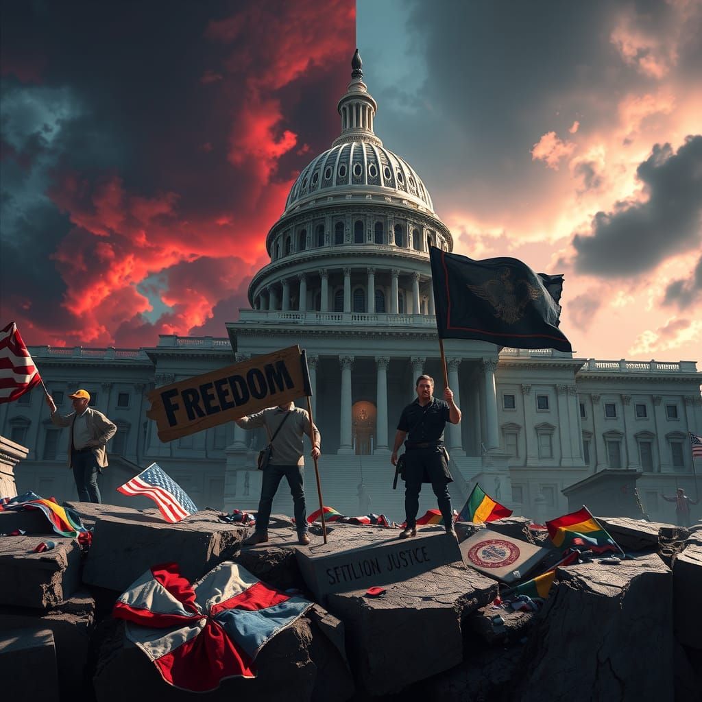 A hyperdetailed, hyperrealistic image depicting the state of...