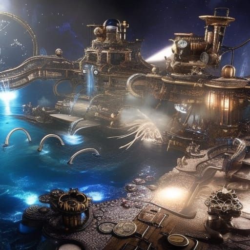 Steampunk Pool with Cosmic Cubes and Gears