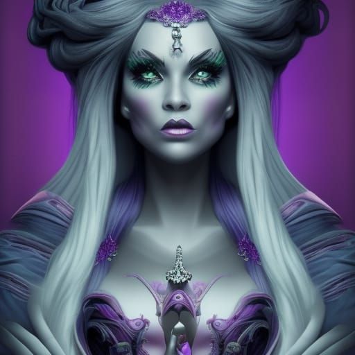 Purple Villainess Portrait in Digital Matte Painting Style