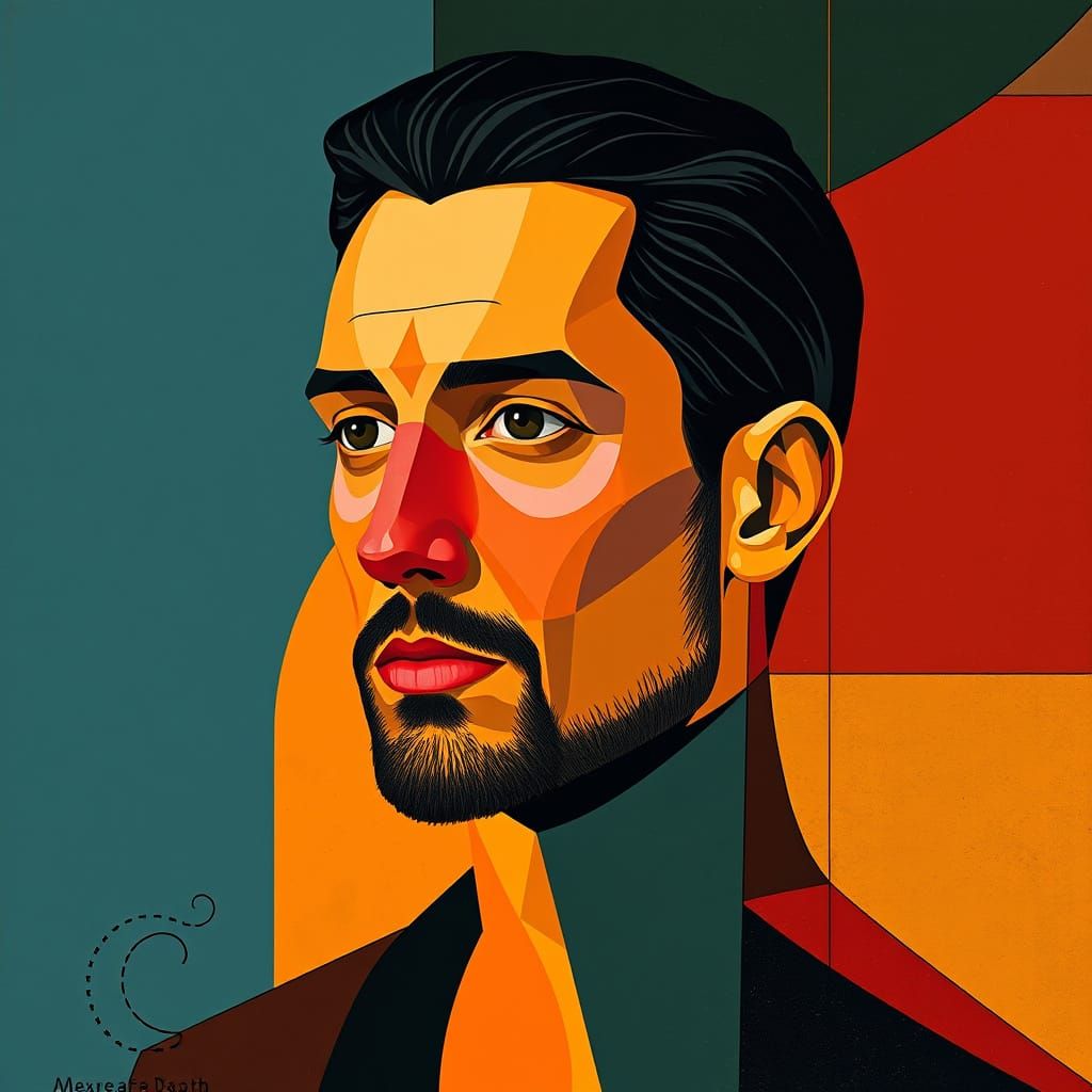 Abstract Portrait of Paul Atreides in Cubist Style