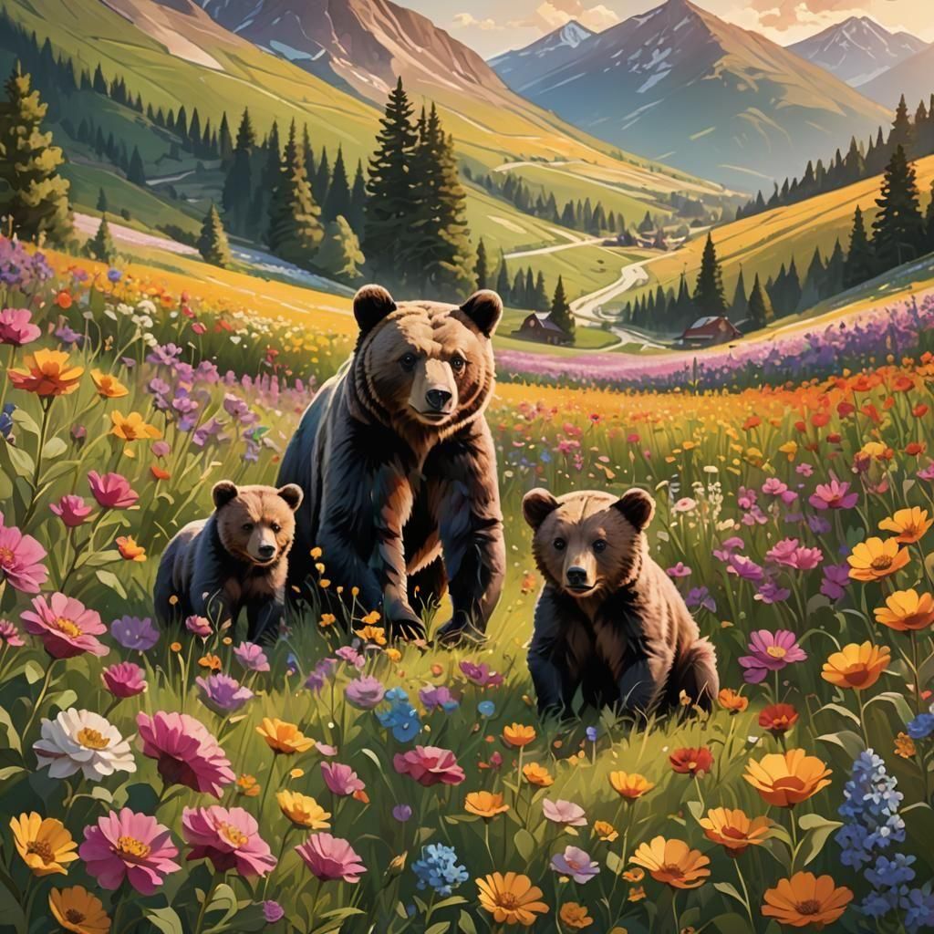 Family outing among the flowers