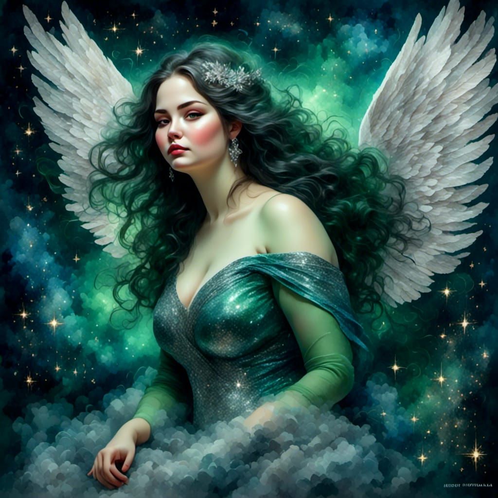 Portrait of a Beautiful Angelic Plus-Size Woman