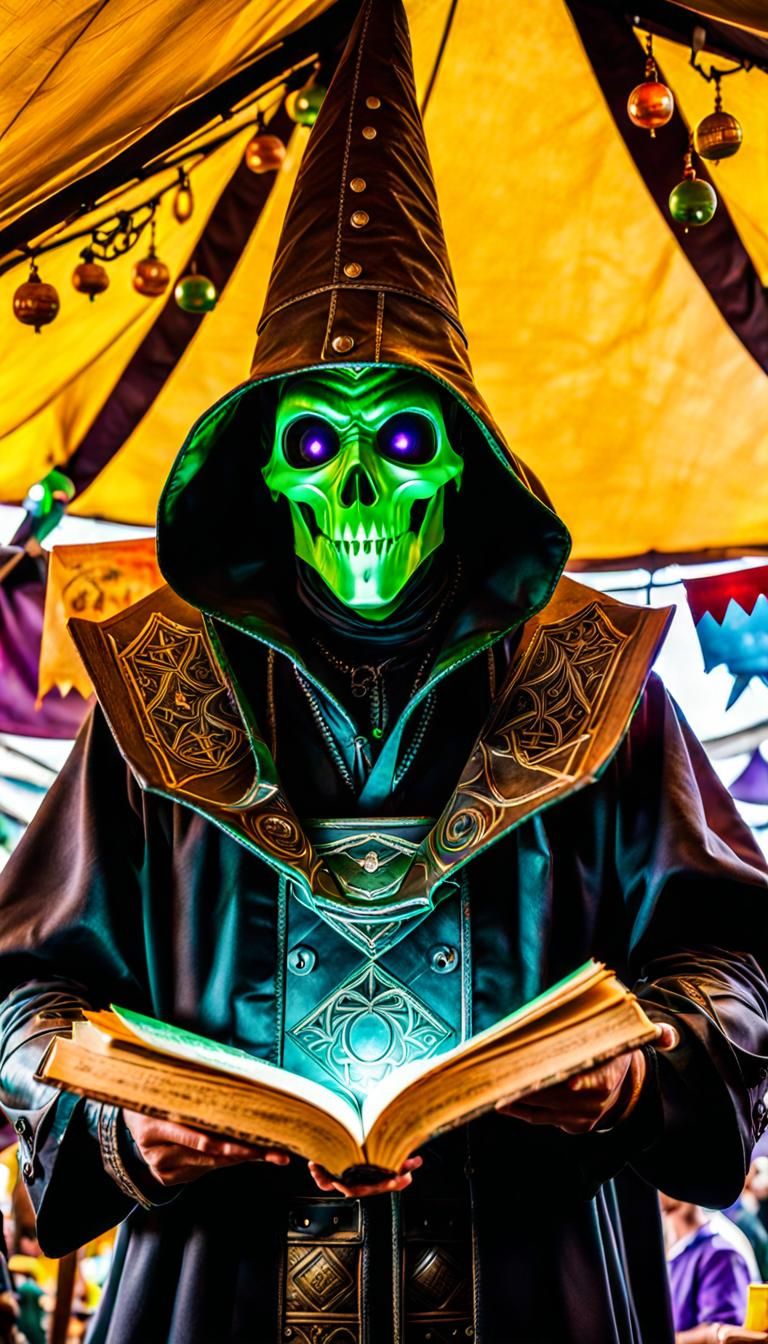 Biopunk Wizard and Ancient Magic Book