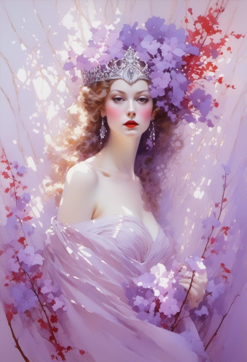 Elven Queen in Forest, Digital Art