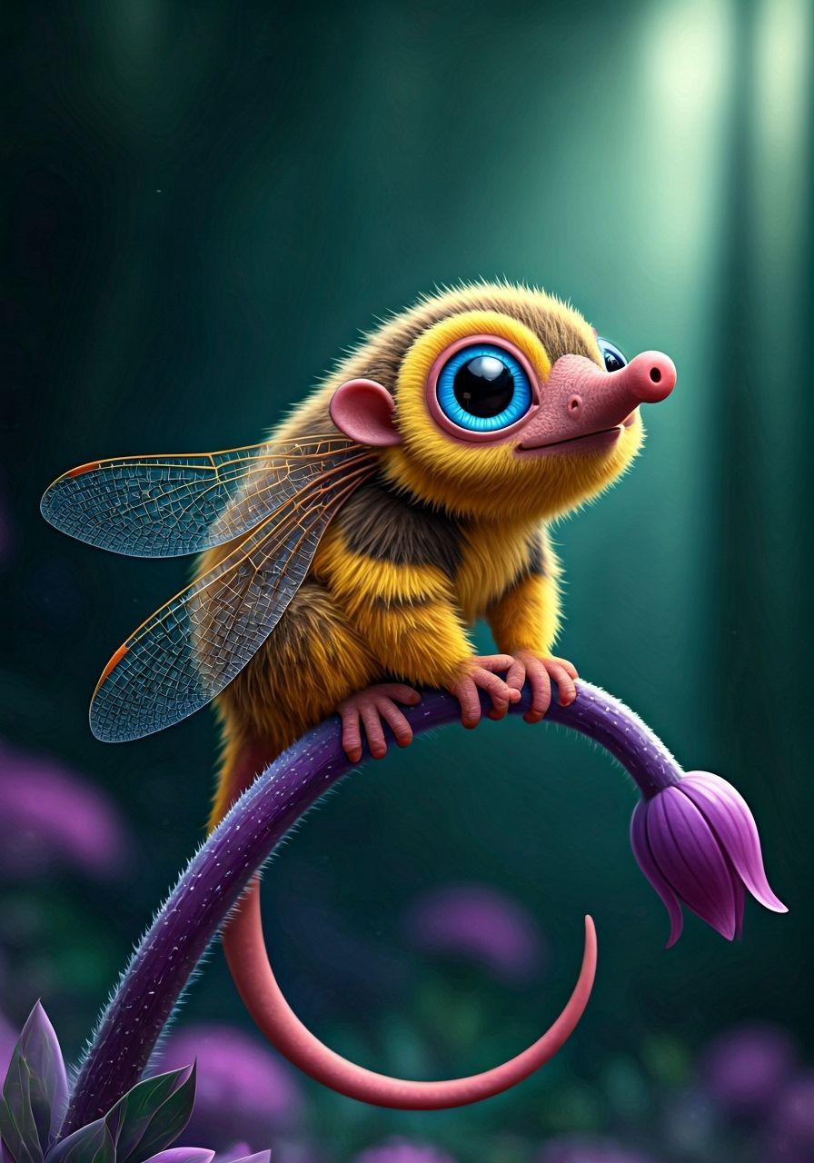Adorable Alien Creature with Dragonfly Wings