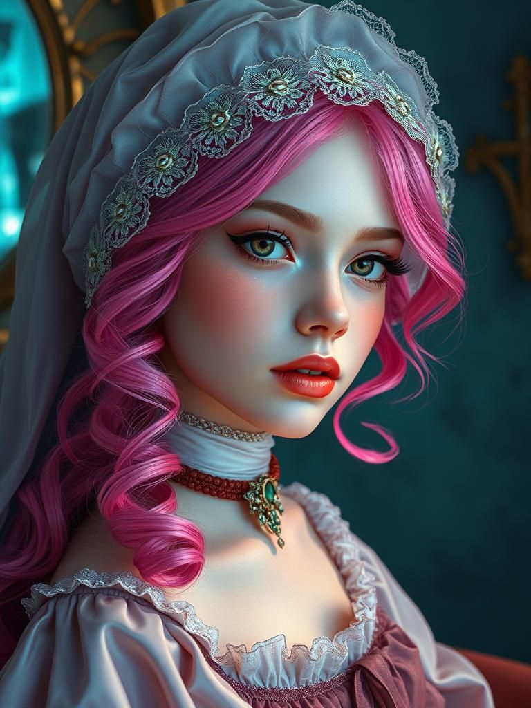 Medieval Girl in Cyberpunk Setting: Digital Painting