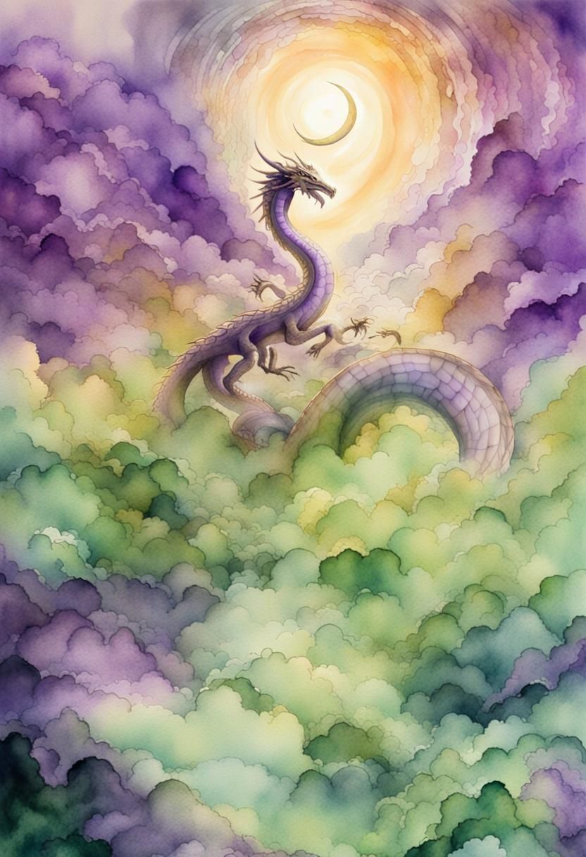 Majestic Dragon in Vibrant Purple Vortex