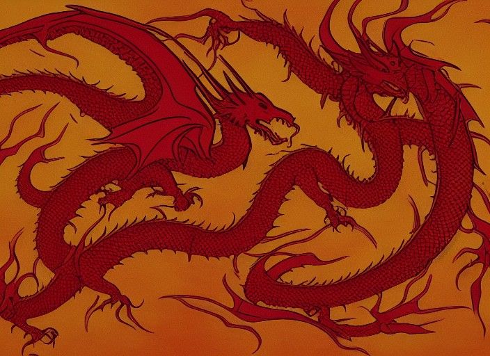 Red Dragon art pattern