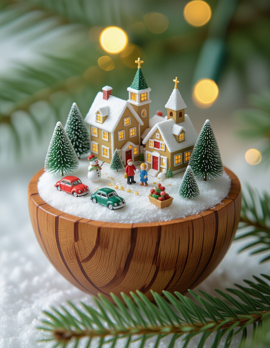 Miniature Christmas World in a Nutshell