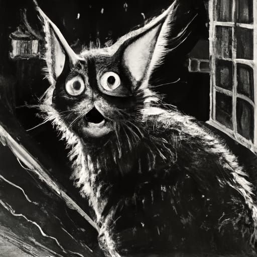 Creepy Horror Cat Inspired by Gustave Doré