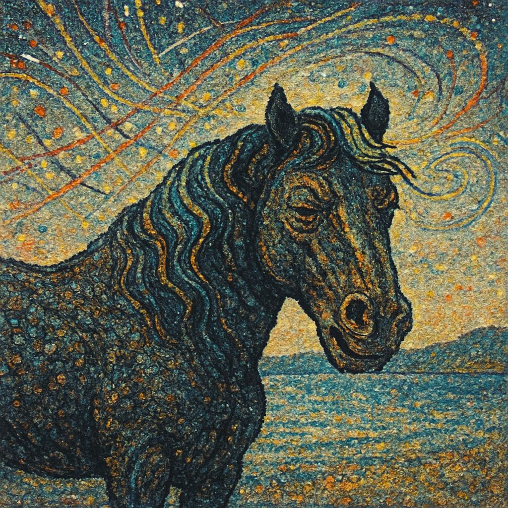 Abstract String Explosion in Pointillist Surreal Fusion