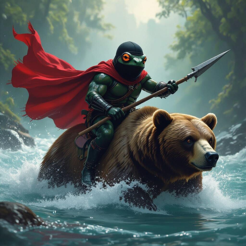 Frog Hero Rides Bear to Save Drowning Man in Epic Digital Pa...