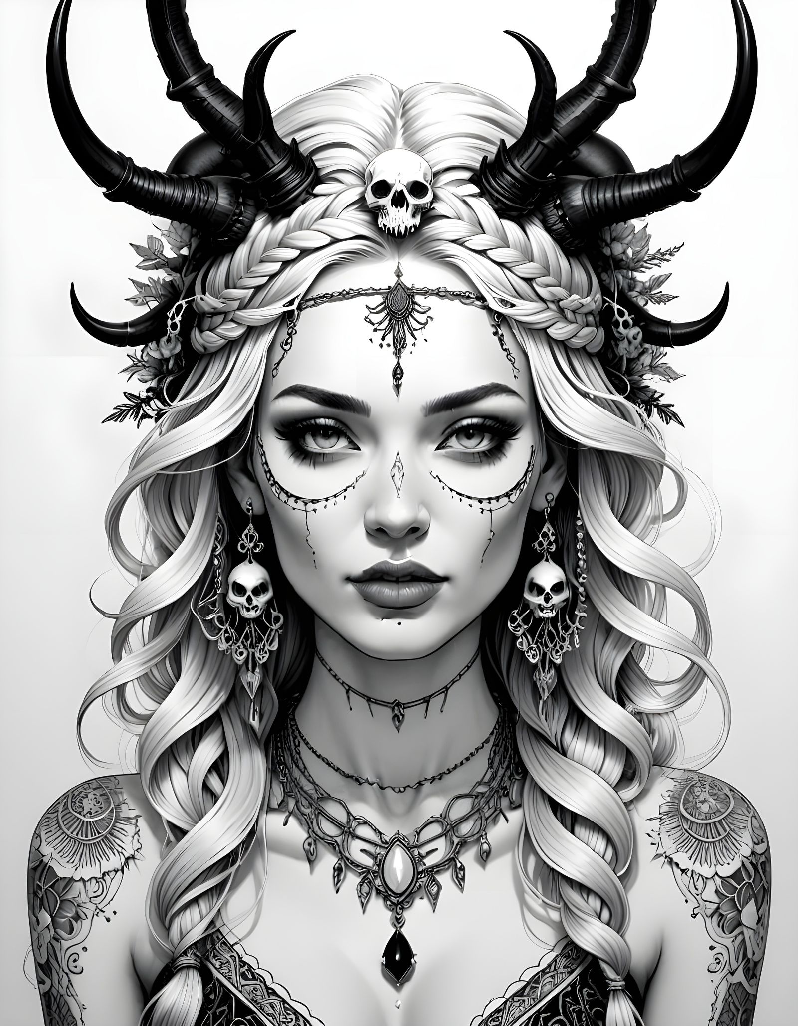 Symmetrical Witch with Exotic Expression in Digital Ink Draw...