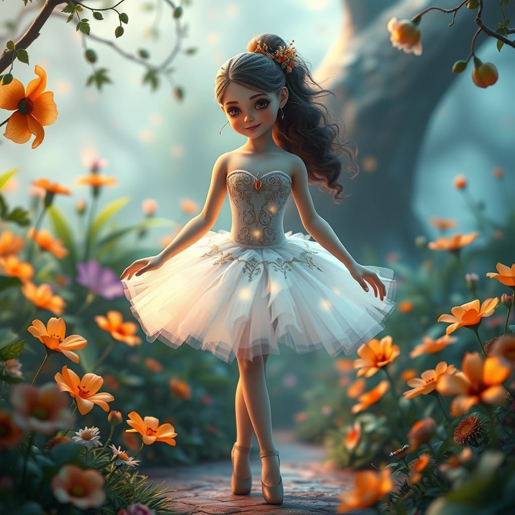 Enchanted Ballerina in Whimsical Wonderland
