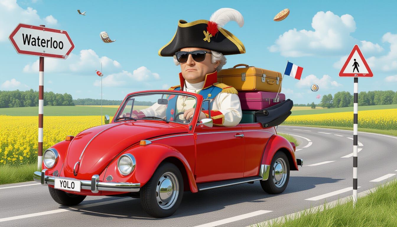 Napoleon Drives to Waterloo in a VW Beetle