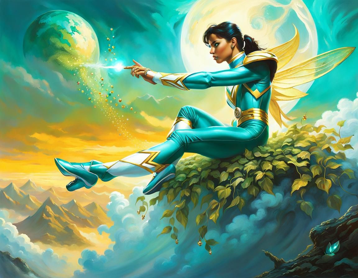 Teal Power Ranger on Vaporous Cloud