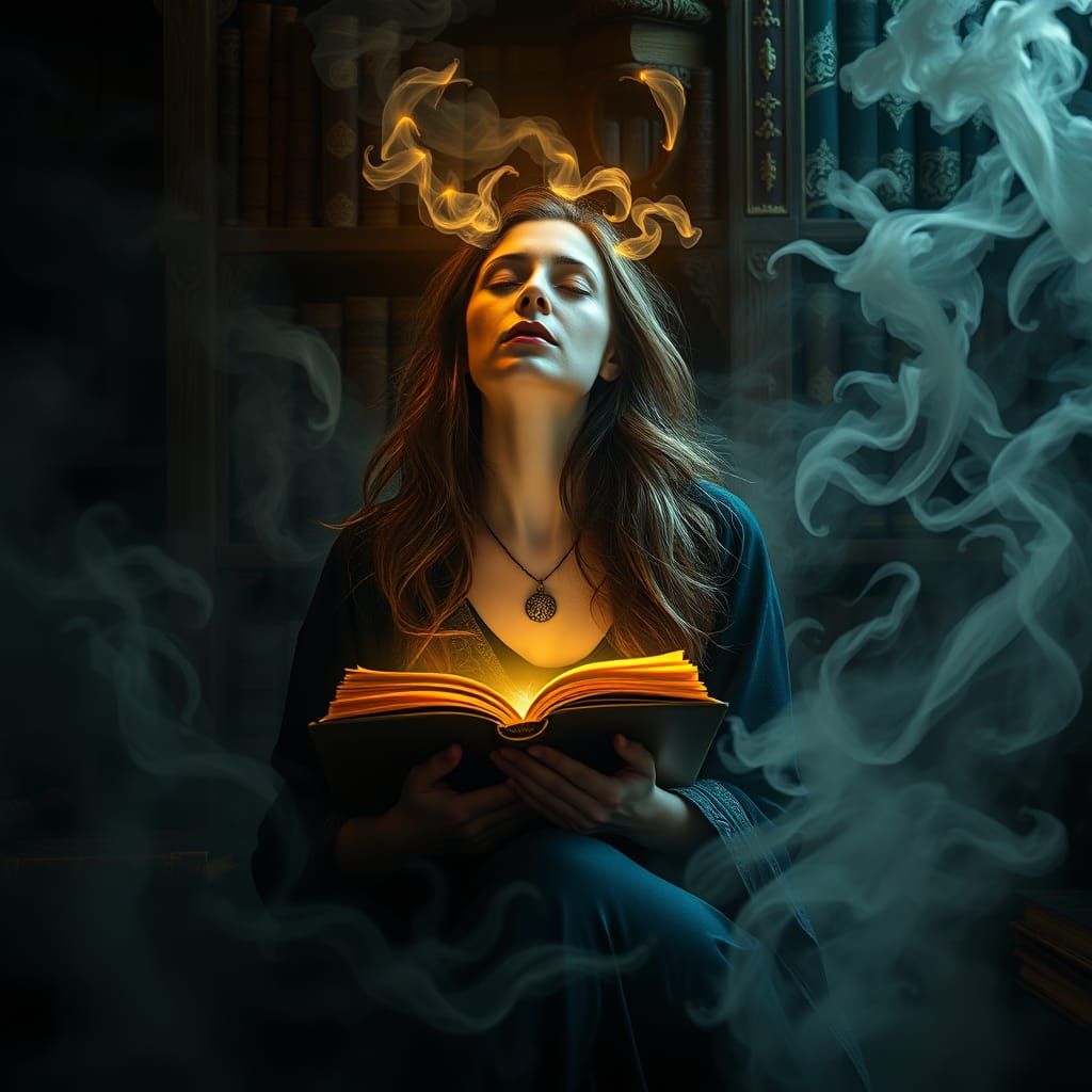 Mystical Scholar in an Ancient Library