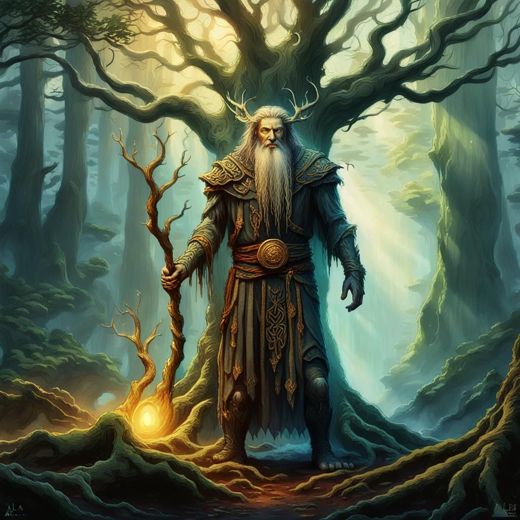 Druid in Mystical Celtic Forest Concept Art