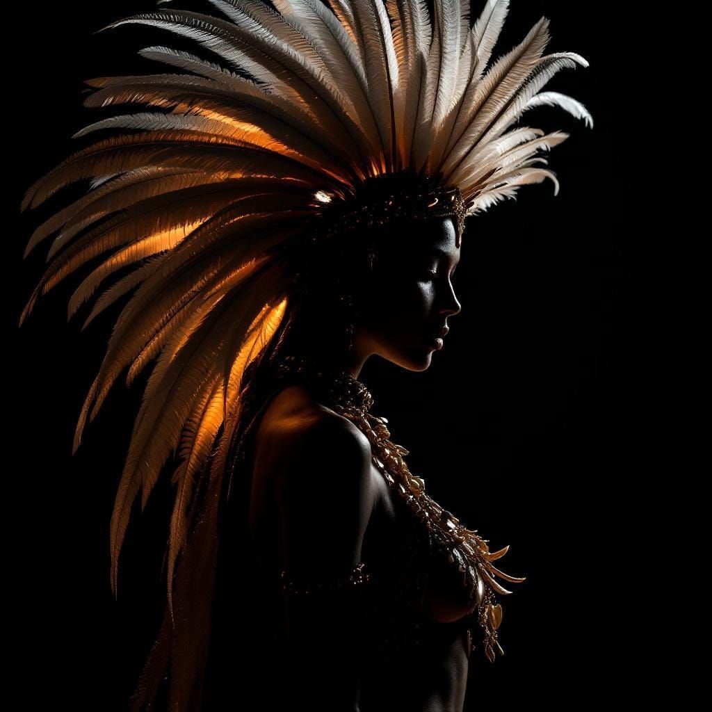 Medicine Woman Silhouette in Renaissance Chiaroscuro