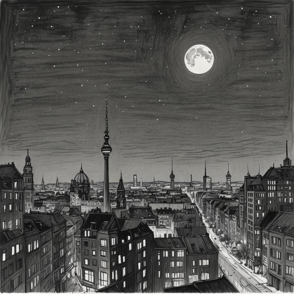 Berlin Cityscape in Sketchy Pencil Style