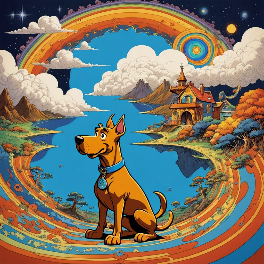 Scooby Doo in Whimsical, Psychedelic Dreamland